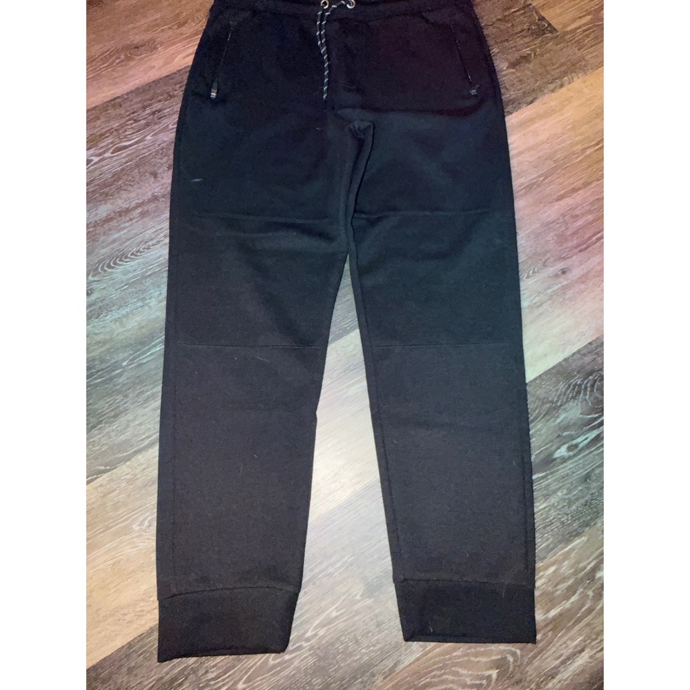 Aeropostale Mens Black Zipper Pocket Jogger Pants Tapered Athletic Sweatpants L